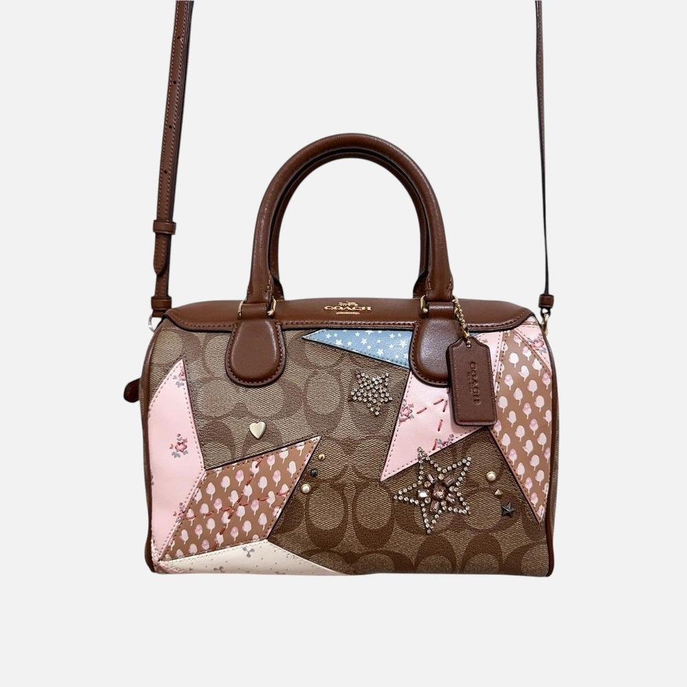 Coach Mini Bennett Star Patchwork Satchel Crossbody Canvas F67370